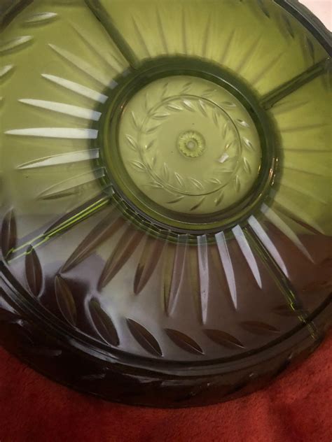 Vintage Green Glass Divided Serving Platter Anchor Hocking 13 Etsy New Zealand