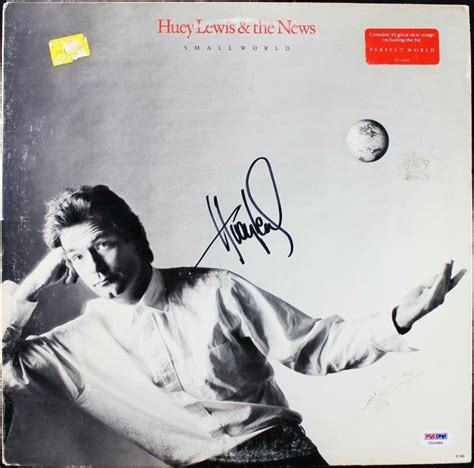 Huey Lewis Small World Signed Album Cover W Vinyl Autographed Psadna