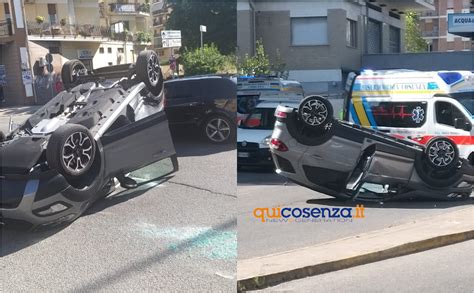 Cosenza Un Auto Si Ribalta Dopo Lo Scontro Con Un Ambulanza Un Ferito