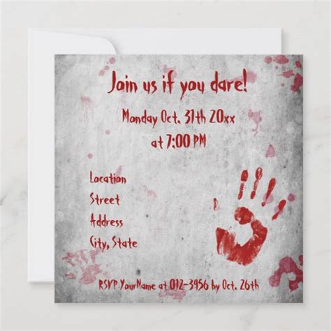 Bloody Handprint Halloween Invitation | Zazzle