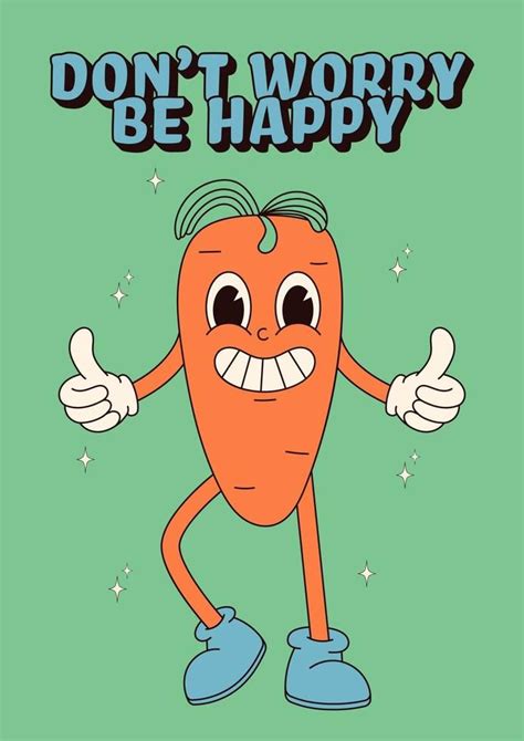 Groovy Hippie Happy Easter Posters Easter Carrot Vector Card In