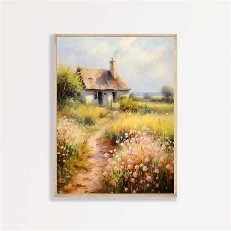 Summer Countryside Art Print Vintage Country Cottage Wall Art Decor