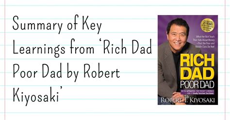 Summary Of Key Learnings From Rich Dad Poor Dad