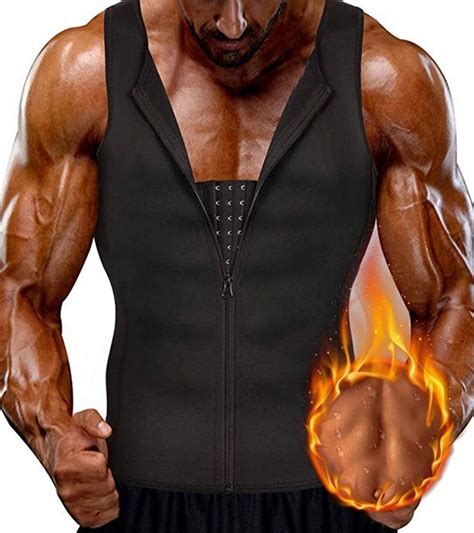 QRIC Mens Waist Trainer Vest Weight Loss Neoprene Corset Sauna Suit