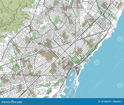 Colorful Barcelona Vector City Map Stock Vector Illustration Of Brown