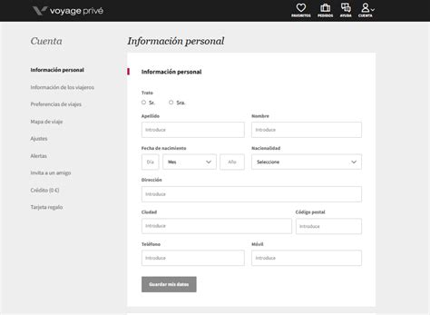 Cómo puedo actualizar la información personal de mi cuenta Voyage Privé