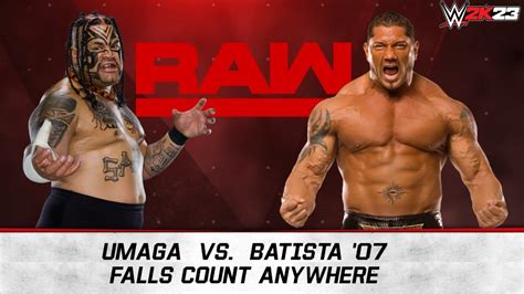 Full Match Umaga Vs Batista 07 Falls Count Anywhere Match Raw WWE