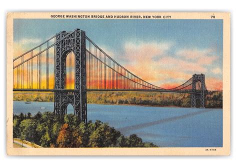 New York City, New York, George Washington bridge and Hudson River ...