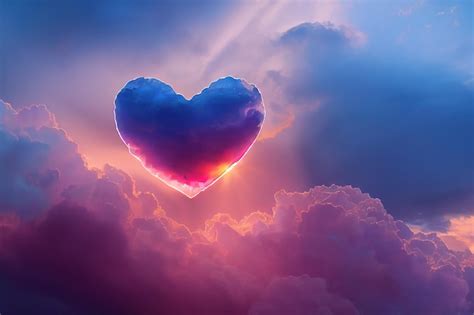 Premium AI Image Cloud Heart Figure Shape Form In Pastel Soft Blue