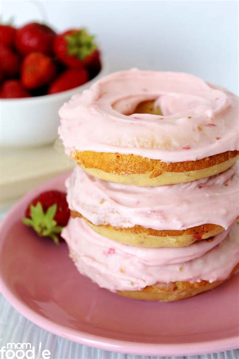 Baked Strawberry Donuts With Glaze Mom Foodie