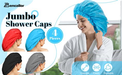 4 Pieces Jumbo Shower Caps For Braids Extra Large Shower