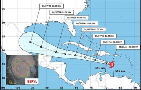 Huracán Beryl cuál es su trayectoria por el mar Caribe venezolano