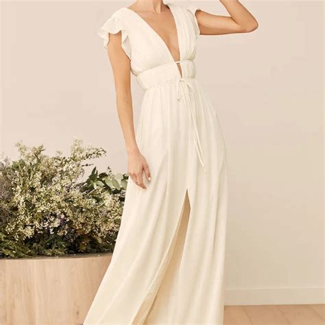 The Lulus Im All Yours Cream Ruffled Maxi Dress Gem