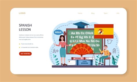 Premium Vector Spanish Learning Web Banner Or Landing Page Language