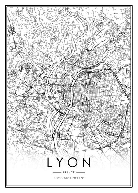 Art Prints Printed Wall Decor Society Maps Aesthetic Lyon City