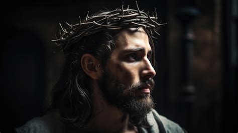 Premium Ai Image Jesus Christ With Crown Of Thorns Ai Generated