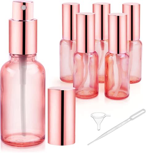 DMuuuDM 6 Pack 1 Oz Pink Glass Spray Bottles Empty Perfume Fine Mist