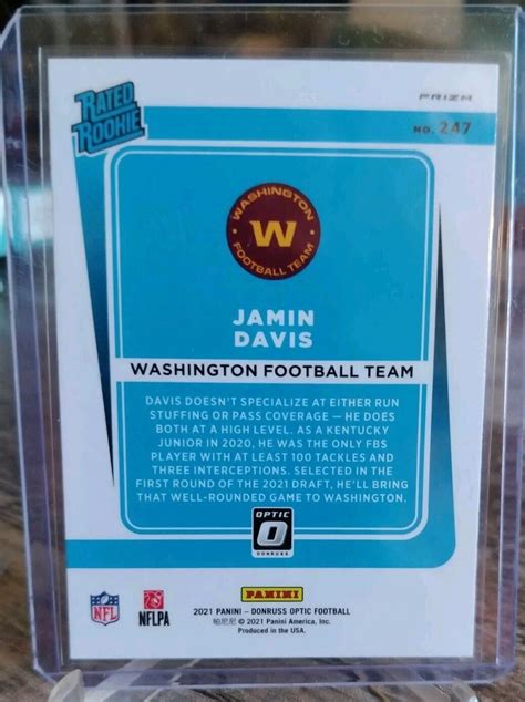 Donruss Optic Jamin Davis Rated Rookie Silver Holo Prizm