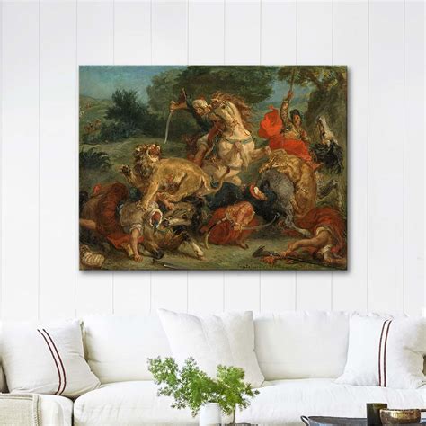 Lion Hunt By Eugene Delacroix As Art Print CANVASTAR