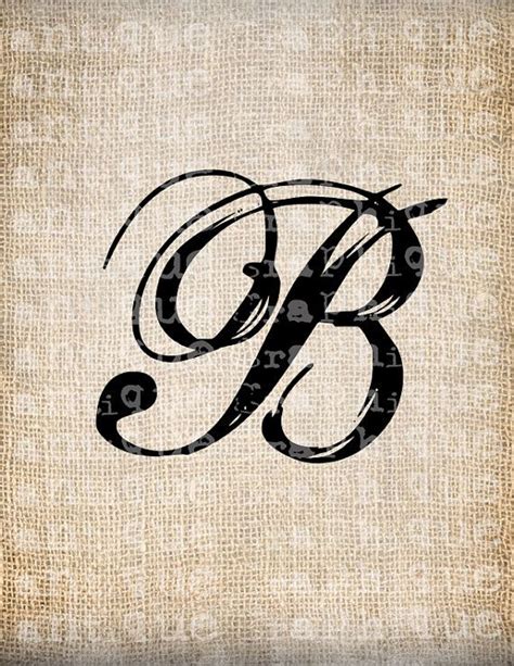 Antique Letter B Script Monogram Digital By Antiquegraphique