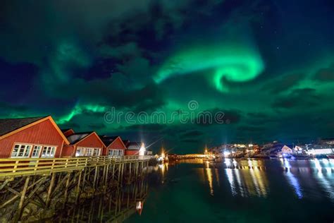 Aurora Borealis in Lofoten Archipelago, Norway in the Winter Time Stock ...