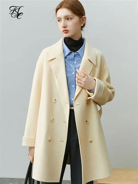 Fsle Double Sided Woolen Coat Women Autumn Winter 2022 Office Lady Commuter Style New Design