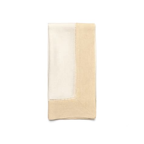 White Beige Border Hemstitch Napkin Over The Top