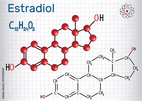 Estradiol E2 Estrogen Female Sex Hormone Structural Chemical Formula And Molecule Model