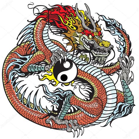 Dragon Holding Yin Yang Symbol — Stock Vector © Insima 66822973