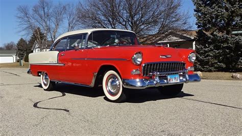 1955 Chevrolet Bel Air 2 Door Hardtop In Red Beige And Engine Sound My