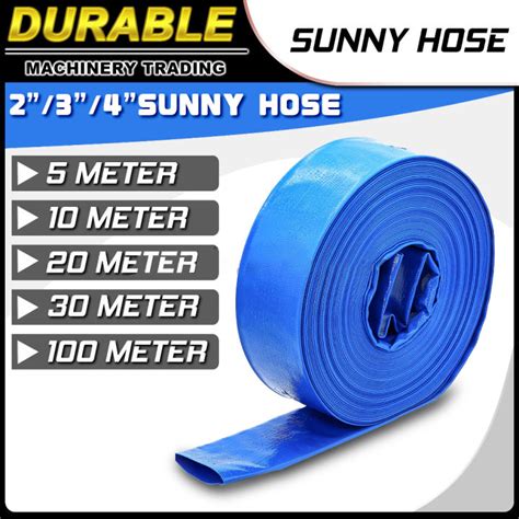 10m 60m Submersible Water Pump Hose 2 3 4 Discharge Duct Flat Blue