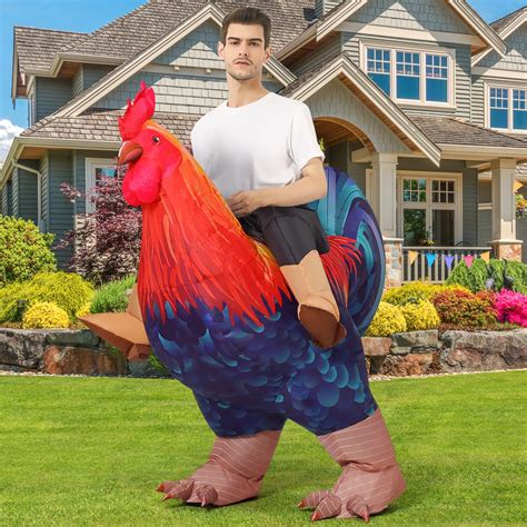 Comin Inflatable Chicken Costume Rooster Adult Suit Funny Cosplay