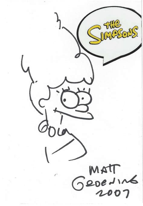 Matt Groening Signed Index Card The Simpsons 3 X 5 Drawing Doodle Jsa