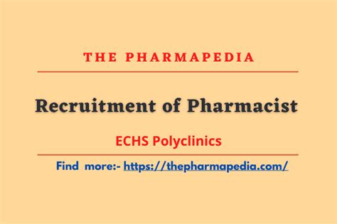 Recruitment Of Pharmacist In Echs Polyclinics The Pharmapedia