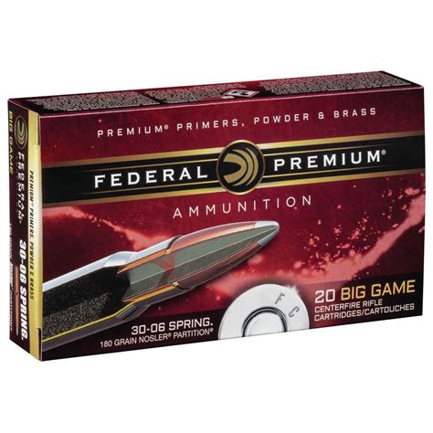 Federal Premium Vital Shok 30 06 Springfield 180gr Nosler Partition