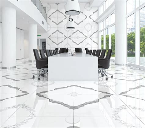 Berkley Statuario White Ceramic Floor And Wall Tiles Living Room