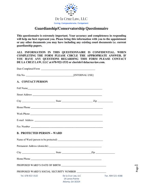 Fillable Online Firm Guardianship Conservatorship Questionnaire Fax