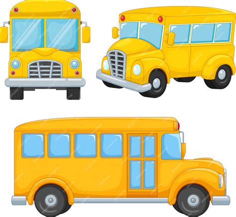 Premium Vector | Set of school bus cartoon