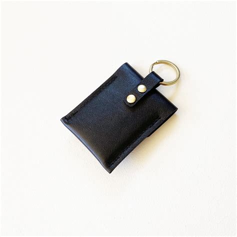 Monogrammed Leather Keychain Credit Card Wallet Personalized Etsy