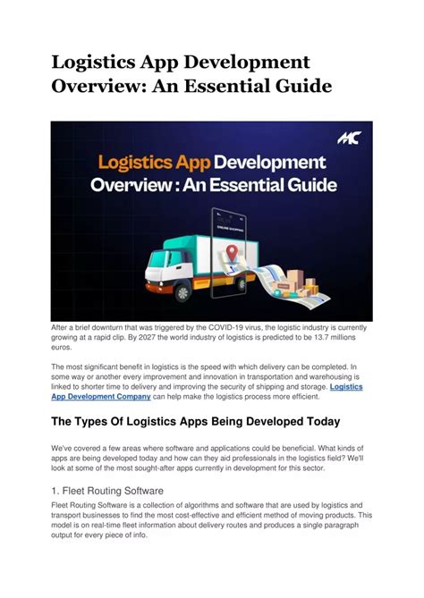 Ppt Logistics App Development Overview A Guide Powerpoint