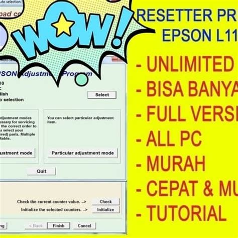 Jual Resetter Epson L1110 Unlimited Banyak Pc Kota Bogor Resetcomp