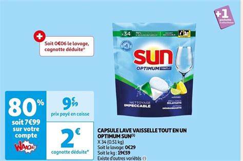 Promo Capsule Lave Vaisselle Tout En Un Optimum Sun Chez Auchan