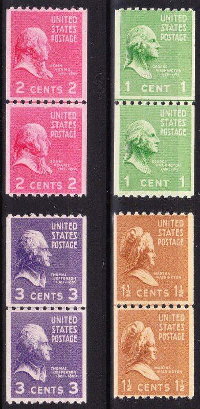 MOstamps US Scott 848 851 Mint OG NH Coil Line Pairs Lot DS