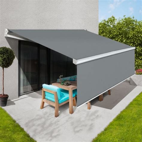 Store Banne Manuel 3 95 M X 3 M Gris Anthracite Lambrequin Enroulable H