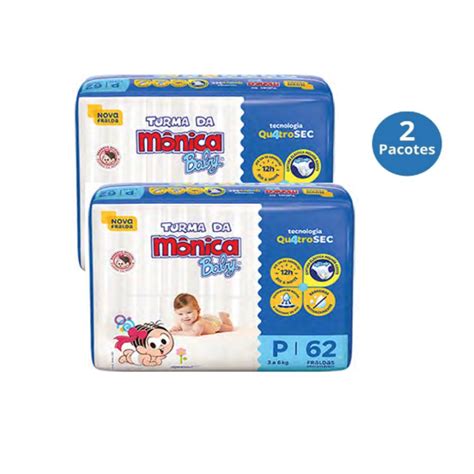 KIT 2 Fraldas Turma Da Monica Baby Mega P M G XG XXG Shopee Brasil