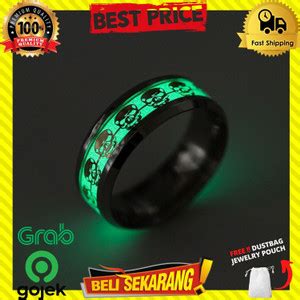 Jual CINCIN TUNGSTEN PRIA TENGKORAK GLOW THE DARK MENYALA DALAM GELAP