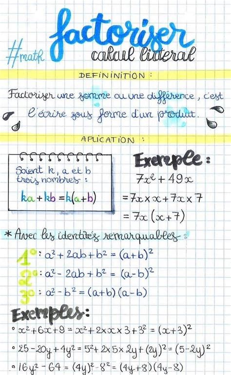 Fiche De R Vision Aesthetic Coll Ge Me Maths Factoriser Le Calcul