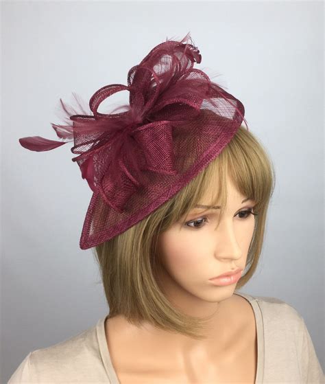 Burgundy Wine Fascinator Maroon Claret Dark Red Fascinator Etsy