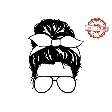 Messy Bun With Glasses Svg Bow Messy Bun Svg Png Woman Svg Inspire Uplift