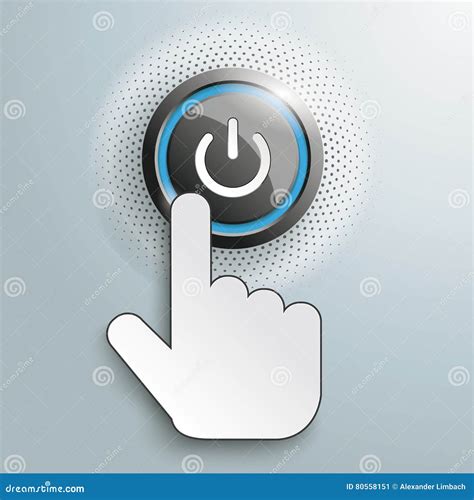 Click Hand Push Power Button Stock Vector Illustration Of Power